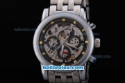 Patek Philippe Skeleton Automatic Movement with Silver Case and SS Strap