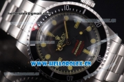 Rolex Submariner Vintage 1950's Asia 2813 Automatic Stainless Steel Case/Bracelet with Black Dial and Yellow Markers