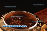 Rolex Daytona Chronograph Swiss Valjoux 7750 Automatic Rose Gold Case with Brown Dial and Brown Leather Strap