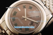 Rolex Datejust II Swiss ETA 2836 Automatic Movement Full Steel with Brown Dial and Roman Numeral Markers