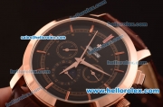 Vacheron Constantin Automatic Rose Gold Case with Black Dial and Brown Leather Strap