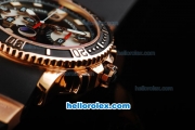 Ulysse Nardin Marine Swiss Valjoux 7750 Automatic Movement Rose Gold Case with Black Dial-Rubber Strap