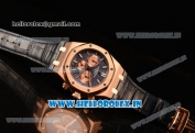 Audemars Piguet Royal Oak Chronograph Swiss Valjoux 7750 Rose Gold Case with Black Leather Strap Blue Dial and Gold Three Subdials 1:1 Original EF