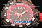 Richard Mille RM028 Swiss Valjoux 7750 Automatic PVD Case with Skeleton Dial and Black Rubber Strap - Red Inner Bezel