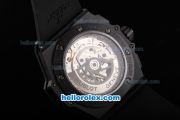 Hublot Big Bang Swiss Valjoux 7750 Automatic Movement Ceramic Case with Black Dial-Red Markers and Black Rubber Strap
