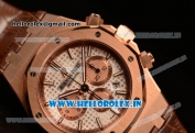 Audemars Piguet Royal Oak Chronograph Swiss Valjoux 7750 Rose Gold Case with Black Leather Strap White Dial and Gold Three Subdials 1:1 Original EF
