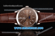 Patek Philippe Grand Complications Perpetual Calendar Miyota Quartz Steel Case with Brown Dial and White Roman Numeral Markers