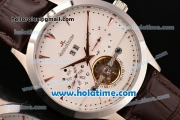 Jaeger-LECoultre Master Asia Automatic Steel Case with Rose Gold Sitck Markers and White Dial