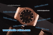 Hublot Classic Fusion Asia 2813 Automatic Rose Gold Case with Black Dial and Black Rubber Strap