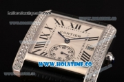 Cartier Tank MC Miyota 9015 Automatic Steel Case with White Dial Roman Numeral Markers and Diamonds Bezel - 1:1 Original