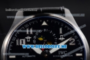 IWC Big Pilot Double Tourbillon Asia ST28 Automatic PVD Case with Black Dial and Black Leather Strap Stick/Arabic Numeral Markers