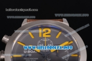 U-Boat Classico Italo Fontana Miyota OS10 Quartz Steel Case with Grey Dial Brown Leather Strap and Yellow Arabic/Stick Markers