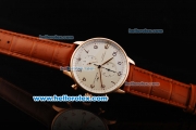 IWC Portuguese Chronograph Quartz Movement Rose Gold Case with White Dial and Rose Gold Arabic Numeral Markers