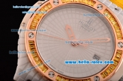 Hublot Big Bang Tutti Frutti Caviar Swiss ETA 2824 Automatic White Ceramic Case with Yellow Leather Strap and Diamond/Rose Gold Bezel - 1:1 Original