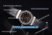 Hublot Classic Fusion Tourbillon Asia 3836 Automatic Steel Case with Skeleton Dial and Grey Leather Strap