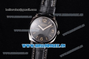 Panerai Radiomir 1940 Clone Panerai P.999/1 Manual Winding Steel Case with Black Dial Black Leather Strap and Stick/Arabic Numeral Markers (KW)