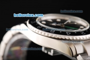 Rolex GMT-Master II Automatic Movement Full Silver Case/Strap with Black Dial and Bezel