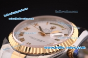 Rolex Day-Date Swiss ETA 2836 Automatic Two Tone Case with White Dial and Roman Markers