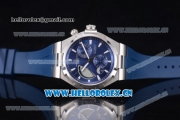 Vacheron Constantin Overseas Dual Time Asia ST30 Automatic Steel Case with Blue Dial Stick Markers and Blue Rubber Strap