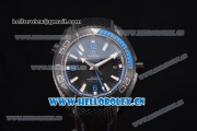 Omega Seamaster Planet Ocean GMT Deep Black Clone Omega 8906 Automatic PVD Case with Black Dial and Black Rubber Strap Stick/Arabic Numeral Markers (EF)