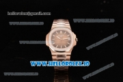 Patek Philippe Nautilus Miyota 9015 Automatic Rose Gold Case Brown Dial With Stick Markers Rose Gold Bracelet