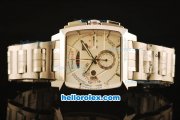 Tag Heuer Monaco Swiss Valjoux 7750 Automatic Full Steel with White Dial - 1:1 Original Tag Heuer Monaco Swiss Valjoux 7750 Automatic Full Steel with White Dial - 1:1 Original