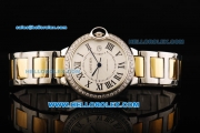 Cartier Ballon Bleu Automatic Diamond Bezel with White Dial and Roman Marking-Two Tone Strap