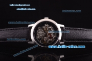 Vacheron Constantin Patrimony Skeleton Automatic Movement Steel Case with Black Leather Strap