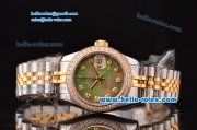 Rolex Datejust 2813 Automatic Two Tone Case/Strap with Grey MOP Dial and Diamond Bezel ETA Coating