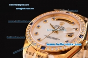 Rolex Day-Date 2813 Automatic Gold Case with White Dail and Diamond Bezel ETA Coating