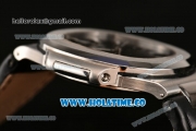 Patek Philippe Nautilus Miyota 9015 Automatic Steel Case with White Stick Markers and Black Leather Strap (BP)