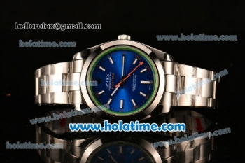 Rolex Milgauss Asia 2813 Automatic Full Steel with Blue Dial and White Stick Markers