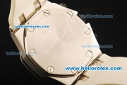 Audemars Piguet Royal Oak Offshore Chronograph Swiss Valjoux 7750 Automatic Movement Steel Case with White Rubber Strap