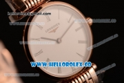 Longines La Grande Classique SWISS QUARTZ Rose Gold Case with White Dial Roman Numeral Markers and Rose Gold Bracelet