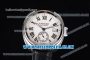 Cartier Cle de Cartier Asia ST16 Automatic Steel Case with White Dial White Second Hand and Black Leather Strap
