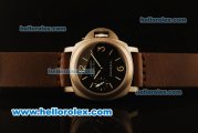 Panerai Luminor Marina PAM 177 Swiss ETA 6497 Manual Winding Titanium Case with Black Dial and Dark Brown Leather Strap-1:1 Original