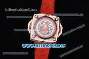 Hublot Masterpiece MP 08 Antikythera Sunmoon Asia 2813 Automatic Rose Gold Case Skeleton Dial Red Inner Bezel and Red Leather Strap