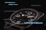 Bell&Ross BR03-92 4813 Automatic PVD Case with White Stick/Numeral Markers and Black Rubber Strap ETA Coating