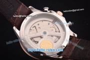 IWC Portuguese Automatic Steel Case with Rose Gold Bezel and Brown Dial-Brown Leather Strap