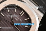 Patek Philippe Nautilus Miyota 9015 Automatic Steel Case with White Stick Markers and Grey Dial (BP)