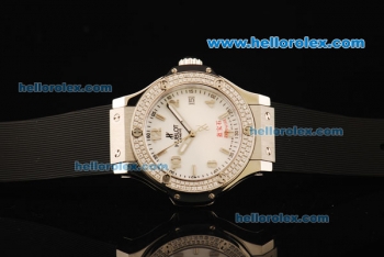 Hublot Big Bang King Swiss Quartz Movement Steel Case with Diamond Bezel and Black Rubber Strap