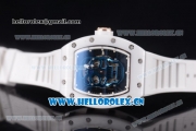 Richard Mille RM052 Miyota 9015 Automatic Ceramic Case with Skull Dial and White Rubber Strap Dot Markers