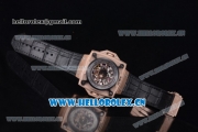 Hublot Masterpiece MP 08 Antikythera Sunmoon Asia 2813 Automatic Rose Gold Case Skeleton Dial Black Leather Strap and White/Rose Gold Markers