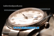 Rolex Datejust Oyster Perpetual Swiss ETA 2836 Automatic Steel Case White Dial With Diamonds Markers Steel Bracelet (BP)