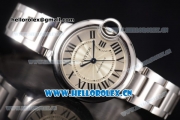 Cartier Ballon Bleu Medium Asia Automatic Stainless Steel Case/Bracelet with Silver Dial and Roman Numeral Markers (YF)