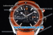 Omega Seamaster Planet Ocean 600M Co-Axial Chronograph Clone Omega 9300 Automatic Steel Case with Black Dial Stick Markers and Orange Rubber Strap (EF)