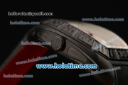 Franck Muller Conquistador Grand Prix Asia Automatic PVD Case with Black Leather Bracelet White Dial and Black Markers