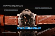 Panerai PAM 305 Luminor Submersible 1950 3 Days Automatic Ceramica Asia ST Automatic Steel Case with Black Dial Dot Markers and Brown Leather Strap