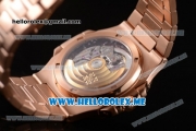 Patek Philippe Nautilus Miyota 9015 Automatic 18K Rose Gold Case/Bracelet with Black Dial and Stick Markers (BP)