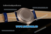 Rolex Cellini Time Asia 2813 Automatic Steel Case with White Dial Blue Leather Strap and Stick Markers